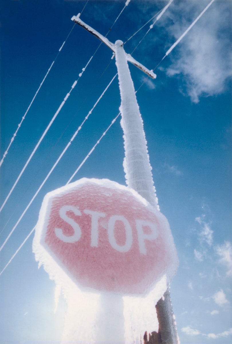 stop sign frozen 
