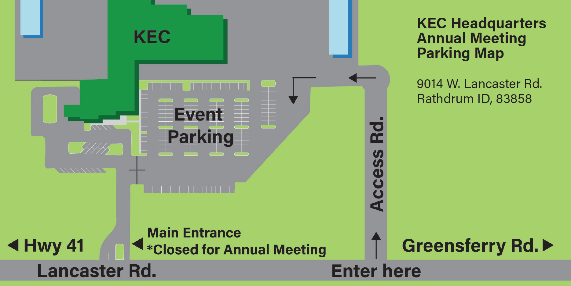 KEC Headquarters Annual Meeting Parking Map